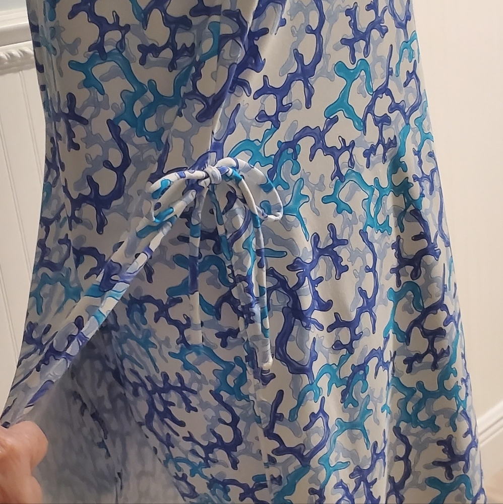 Tropical Romper Dress with Under Shorts, Side Slits, Ties, and Pockets. Large